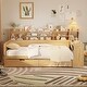 preview thumbnail 1 of 15, Wooden Twin Size Daybed with Storage Shelves, Multi-functional Bed with 2 Storage Drawers and Study Desk, Natural Twin