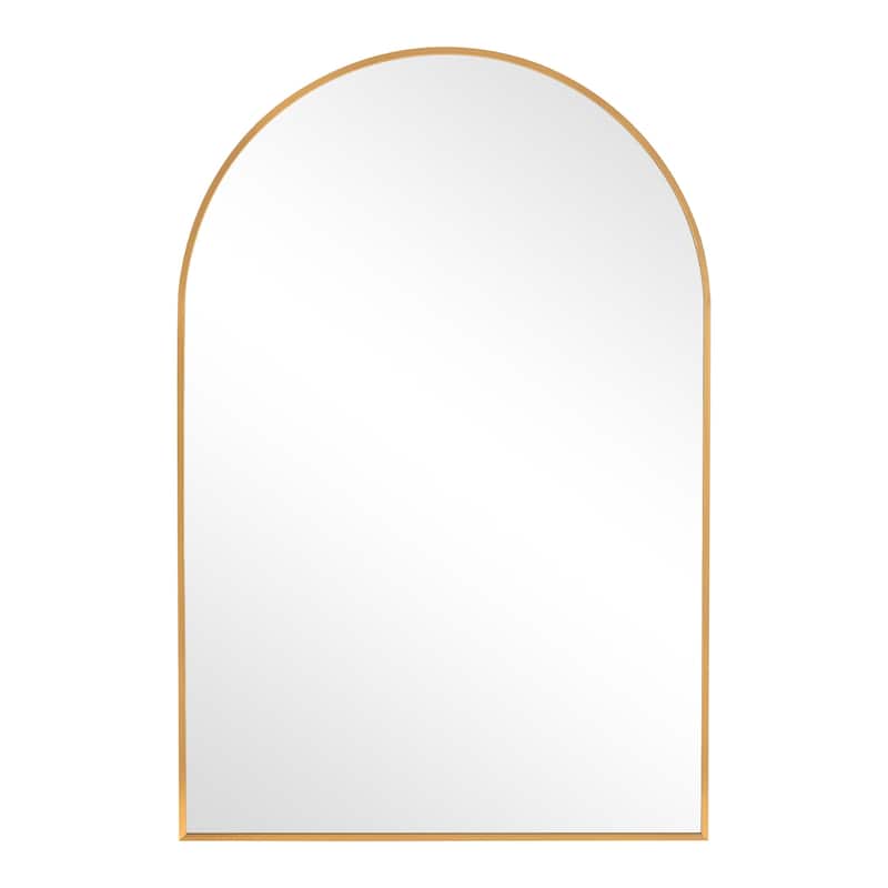 HomeRoots 36" Gold Metal Arch Framed Bathroom Vanity Mirror - 24.00 in. x 36.00 in. x 1.00 in.