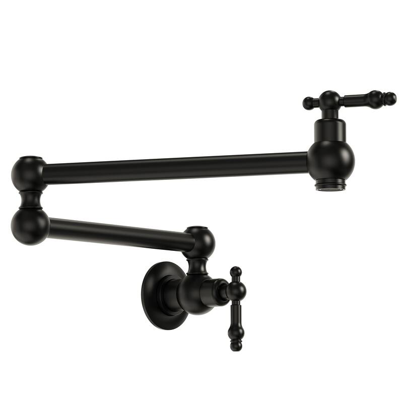 Wall Mount Swing Arm Kitchen Faucet, Traditional Folding Pot Filler Faucet Over Stove