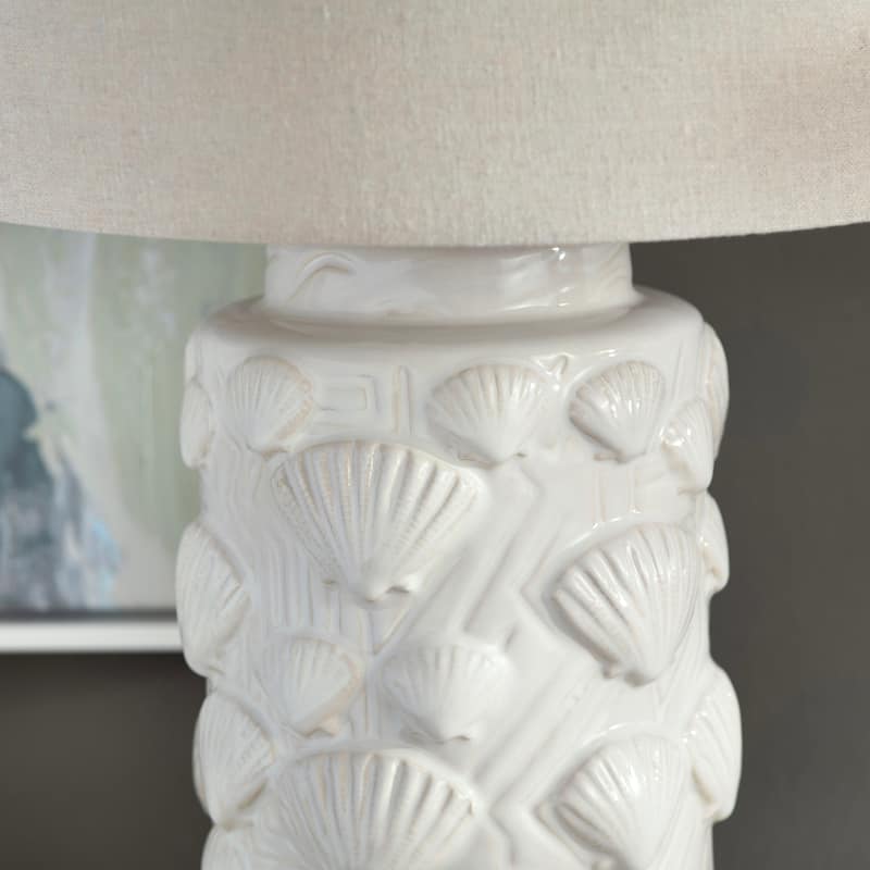 White Ceramic Coastal Table Lamp with Shade - 11" x 11" x 23"