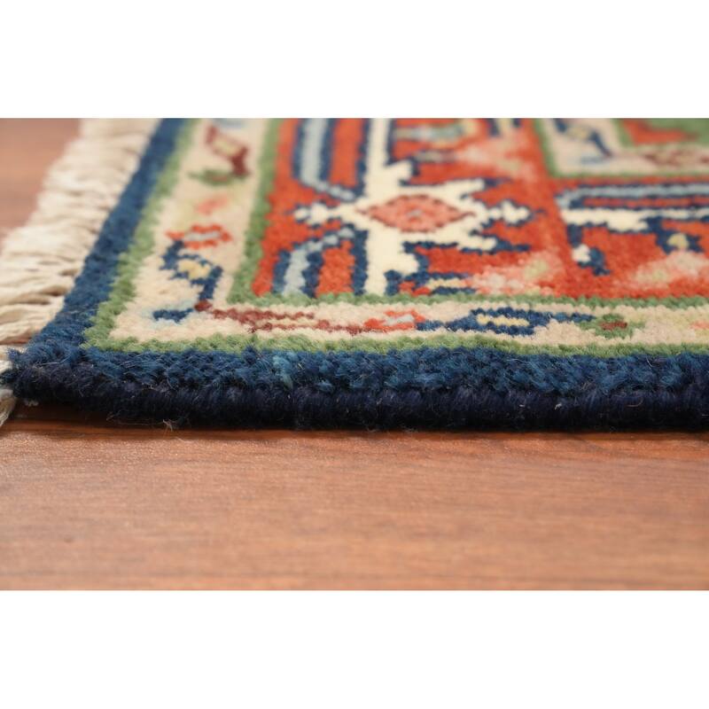 Hand Knotted Oriental 100% Wool Carpet Traditional Medallion Navy Blue & Blues Heriz (serapi) Area Rug - 5' 0'' X 3' 0''