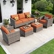 preview thumbnail 4 of 82, OVIOS 5-Piece Outdoor Wicker Patio Conversation Set Red/Orange