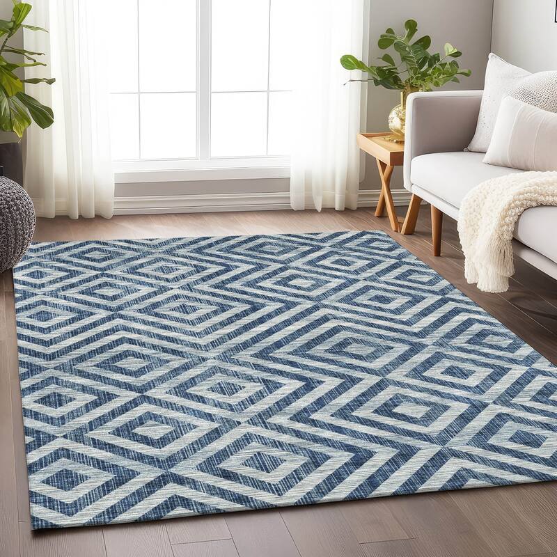 Premium Washable Super Soft Modern Geo Mayfield Rug - Navy - 9' x 12' - Rectangle