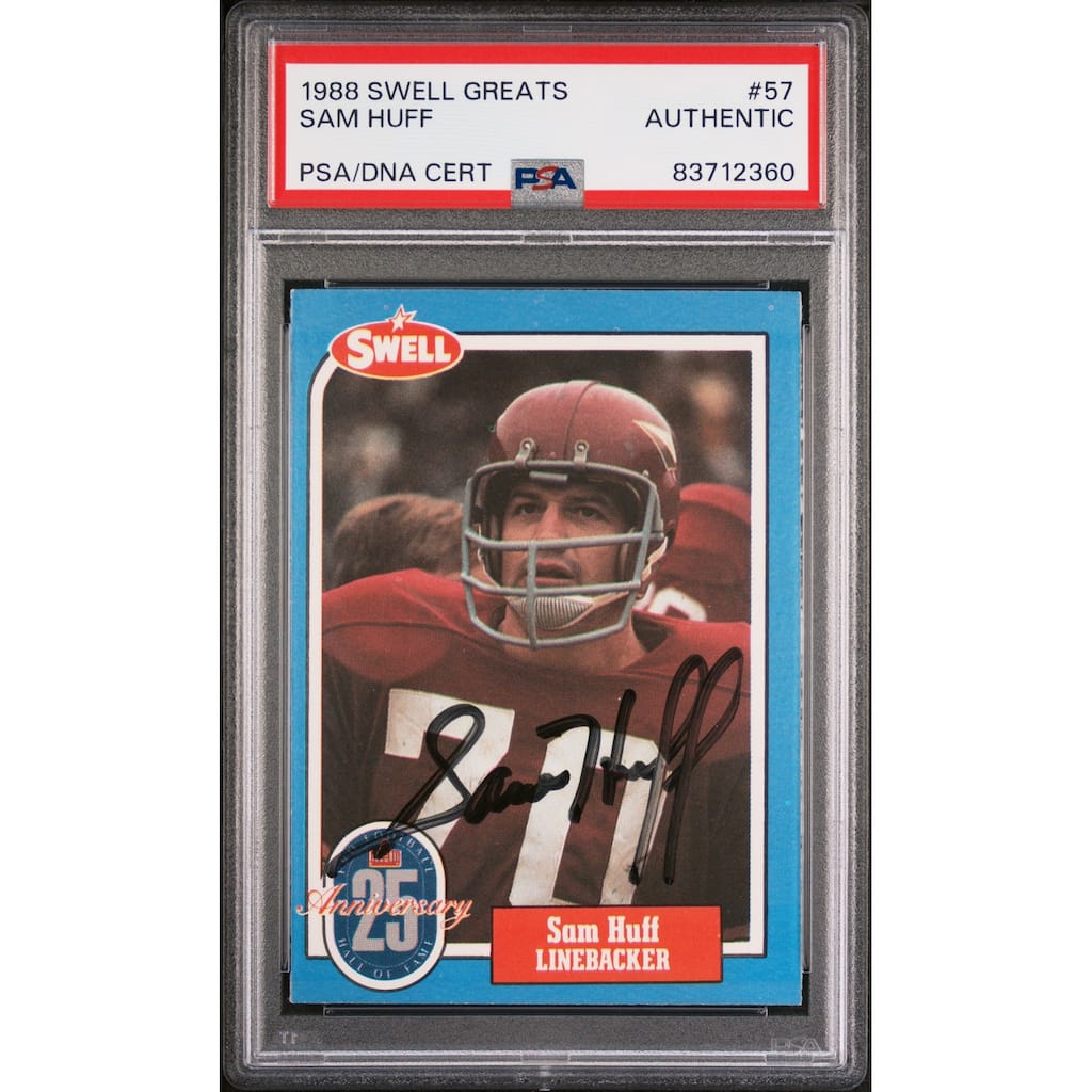 Sam Huff 1988 Swell Greats Signed Football Card #57 Auto PSA - 8'6" x 11'6"