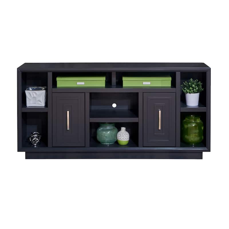 Bridgevine Home Sunset 67 inch TV Stand Console for TVs up to 80 inches, No Assembly Required, Black Finish