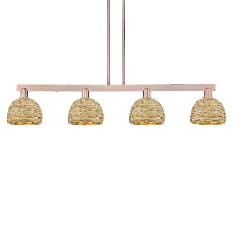 Innovations Lighting 716-4I-10-51 Woven Rattan Linear Woven Rattan 4 - Antique Copper / Natural