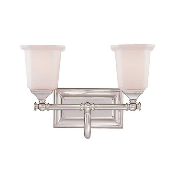 slide 2 of 2, Nicholas 2-Light Bathroom Vanity Light in Brushed Nickel Brushed Nickel