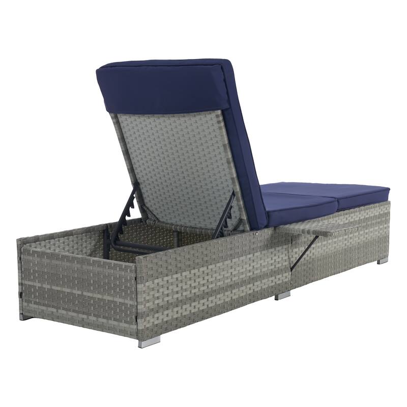 GDFStudio - Amelia Outdoor Chaise Lounge Chair Set of 2 with Adjustable Recline and Side Table for Poolside Relaxation