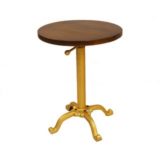 Elettra Adjustable Elm and Gold Vintage Table - 22-33 inch