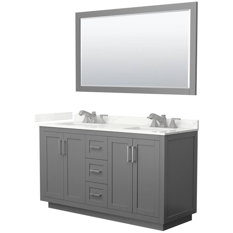 Wyndham Collection WCF292960D-QTZ-US3M58 Miranda 60" Free Standing - Dark Gray / Giotto Quartz Top / Brushed Nickel