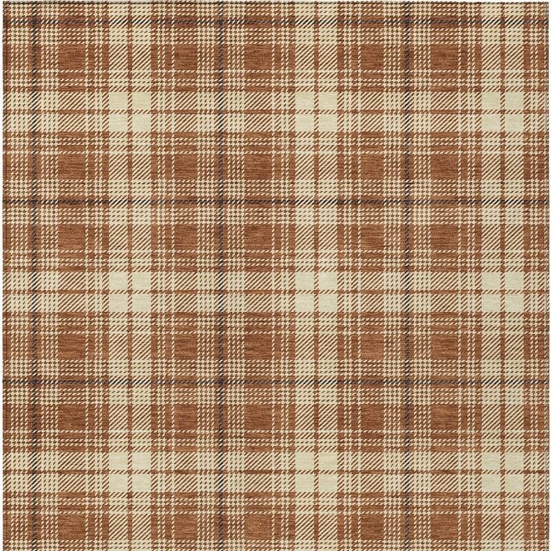 HomeRoots Plaid Transitional Rectangle Outdoor Rug