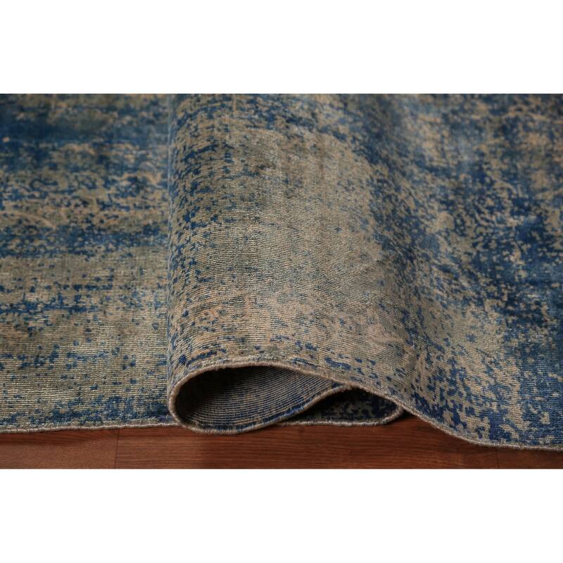 Contemporary Abstract Indian Rug Hand-Knotted Multi-Color Wool Carpet - 5'7"x 7'10"