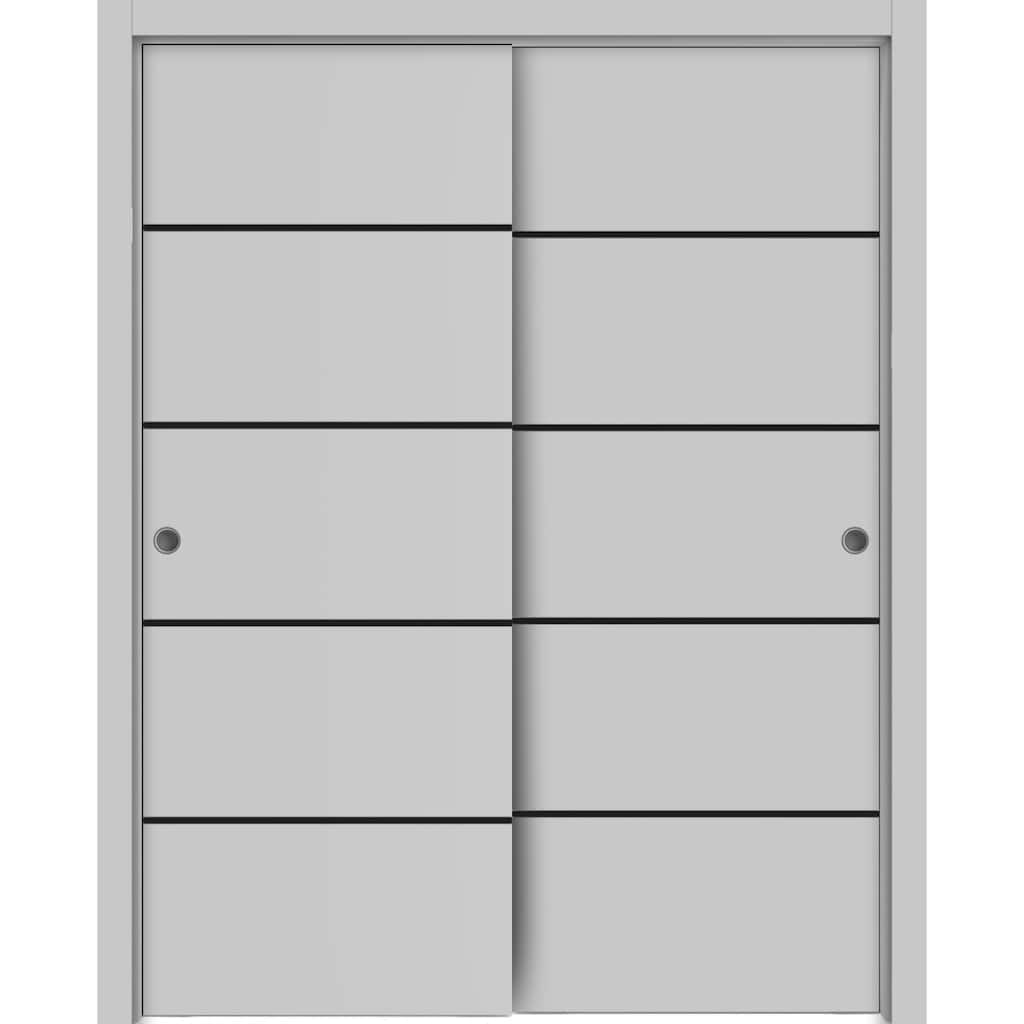 Bypass Doors 36 x 80 Planum 0015 Grey Matte with Sturdy Rails