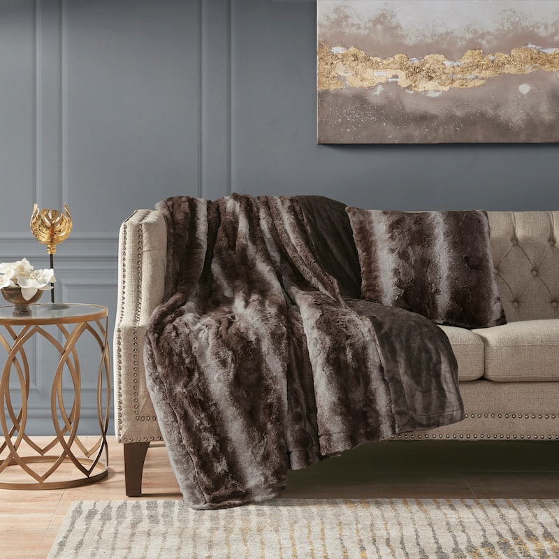 Madison Park Zuri Fax Fur Square Pillow