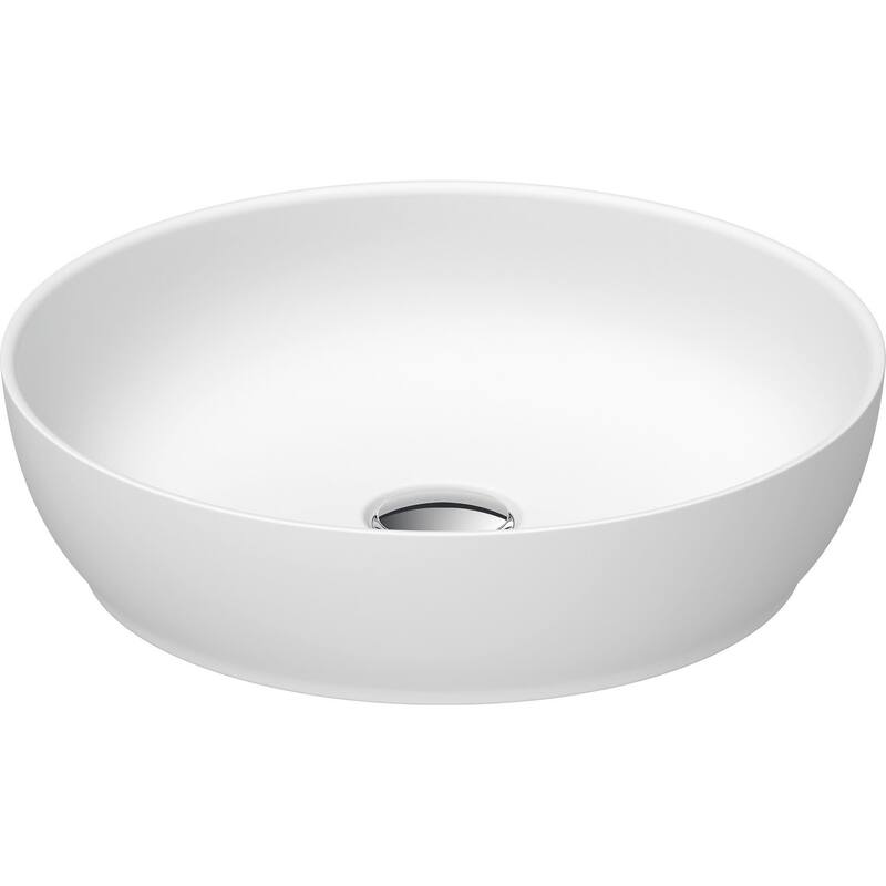 Duravit 26600000-0HOLE Sivida 15-3/4" Circular Solid Surface Vessel - Satin Matte White / Dark Grey