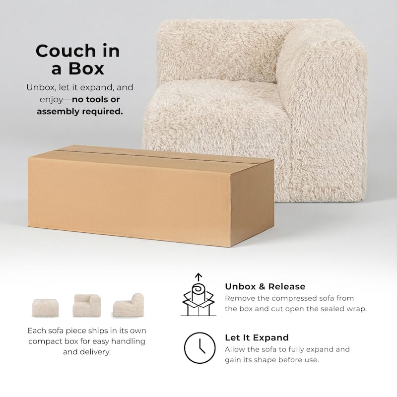 Furniture of America Ylena Modern 2-Piece Faux Fur Foam Modular Compressed Loveseat