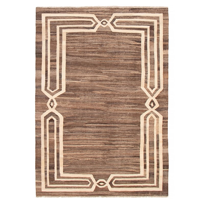Sivas Brown Kilim 6'7" x 9'4" - 6'7 x 9'4 - Dark Brown - 6'7 x 9'4