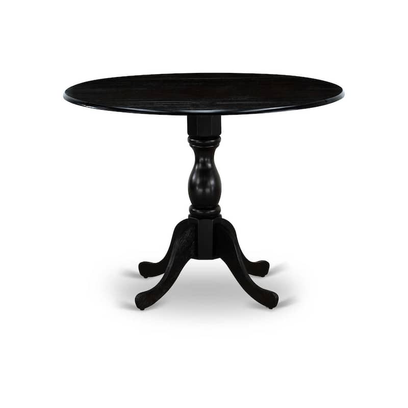 HomeStock 5-Piece Natural Oak Finish Solid Wood Top Dining Table with 4 Parson Chair with Drop Leaf Lattice Back