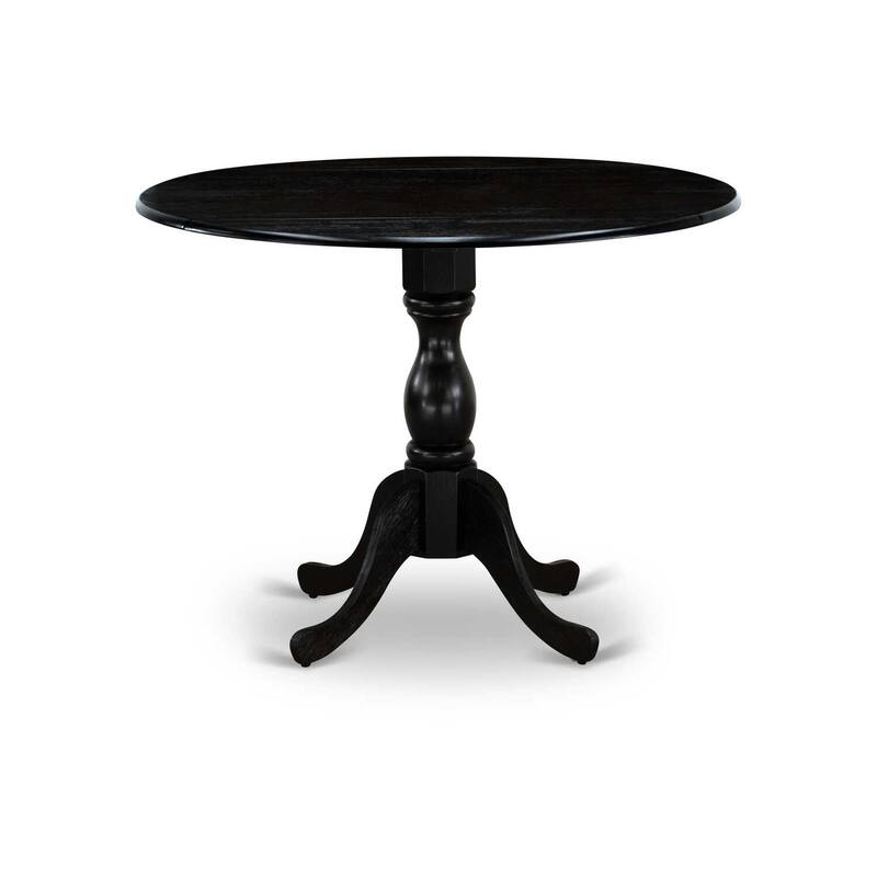 HomeStock 5-Piece Wire Brushed Black Finish Solid Wood Top Dining table with 4 Chairs with Drop Leaf Lattice Back