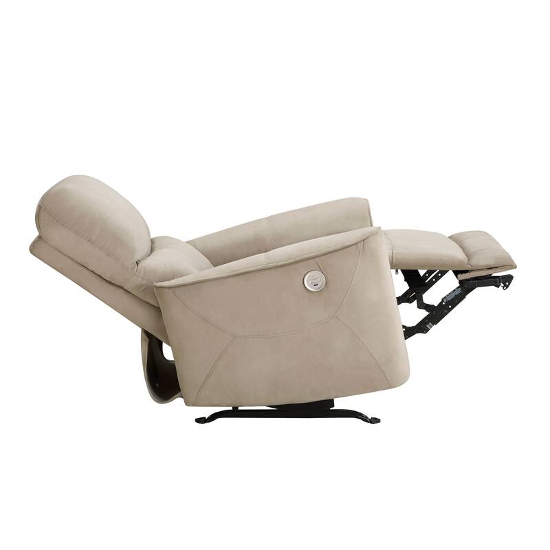 Modern Living Room 1pc Power Rocker Reclining Chair Light Brown Velvet Upholstery Solid Wood Frame Luxury Home Furniture