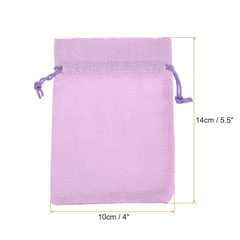 25Pcs Drawstring Burlap Gift Bags 4" x 5.5" Linen Sack Jewelry Pouches - 4" x 5.5" - Purple