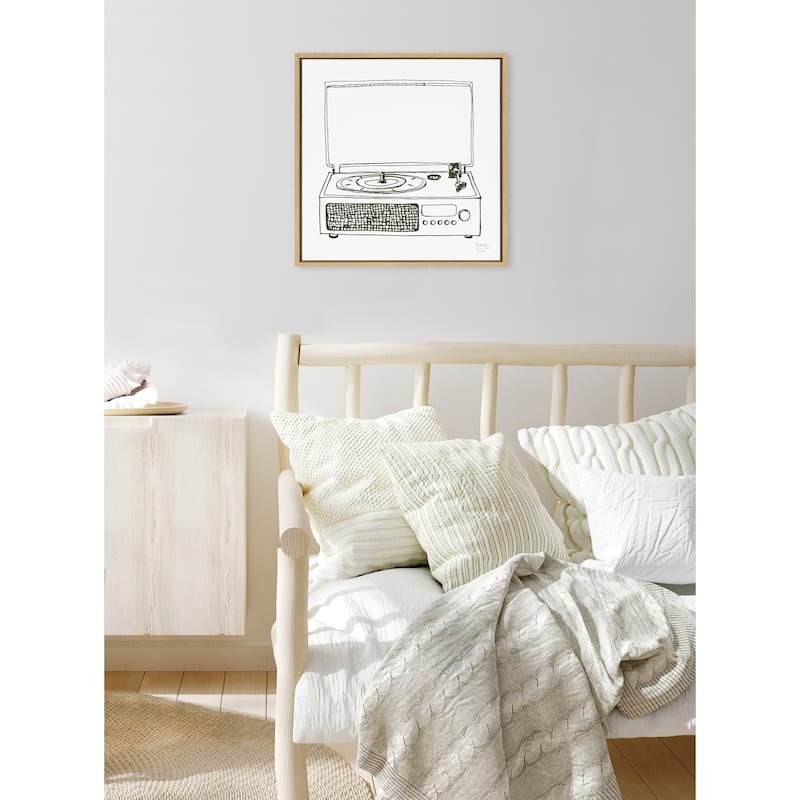 Kate and Laurel Sylvie Record Player Framed Canvas by Statement Goods