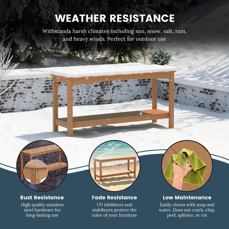 Laguna Hdpe All Weather Outdoor Patio Two Shelf Table