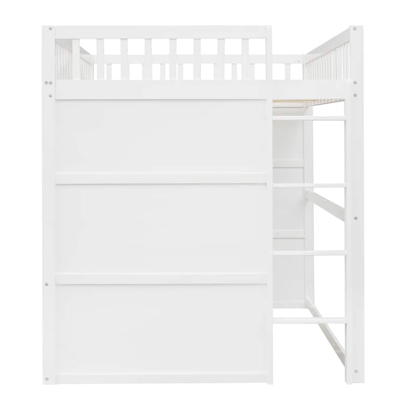 Full Size Solid Wood House Loft Bed with Ladder for Kids