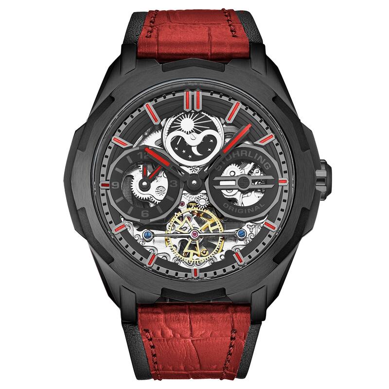 Dual Time Automatic Navigator 54mm Skeleton - Red