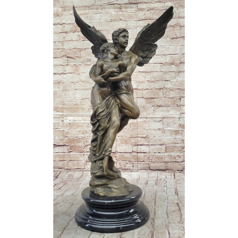 Psyche Cupid Eros Aphrodite Venus Winged Angel Lovers Romance Bronze Sculpture Statue French
