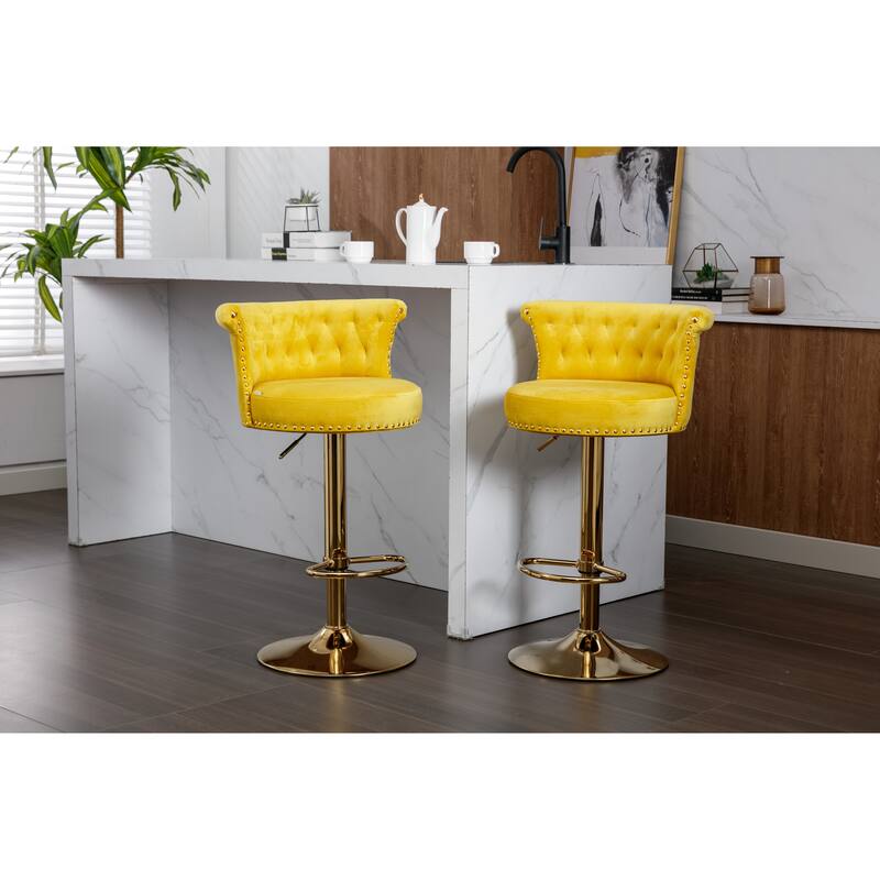HOMEFUN Swivel Bar Stools Set of 2 Adjustable Counter Height Chairs with Footrest for Kitchen, Dining Room 2PC/SET