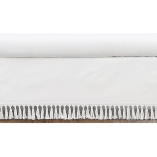 White Boho Bohemian Girl Crib Bed Skirt - Solid Color Shabby Chic Princess Luxurious Luxury Elegant Vintage Designer Boutique