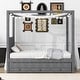 preview thumbnail 13 of 33, Upholstery Canopy Platform Bed with Trundle and Three Storage Drawers Twin - Grey