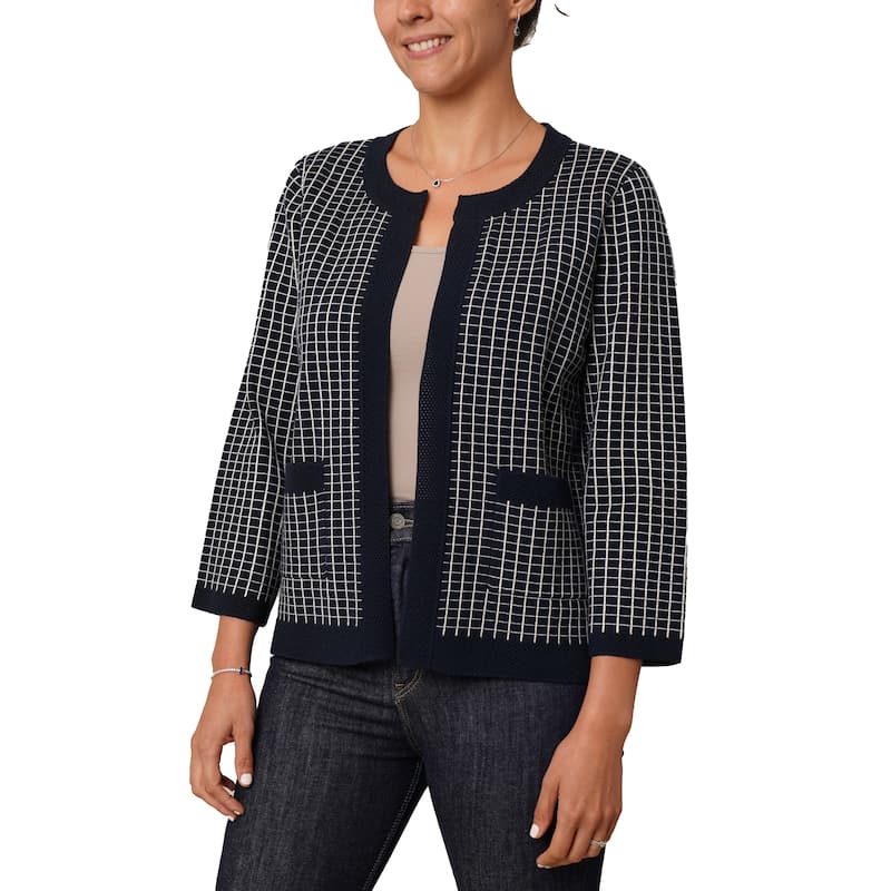 Cyrus Check Pattern Knit Cardigan - M
