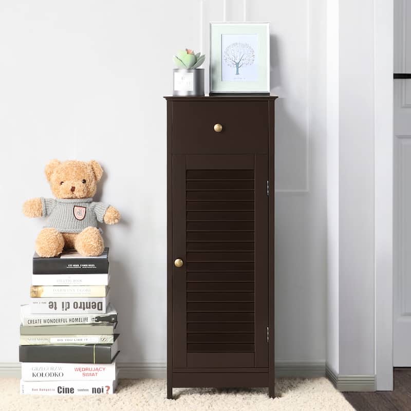 Yaheetech Bathroom Free Standing Storage Floor Cabinet with Drawers - Espresso