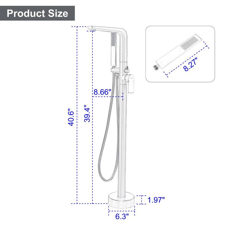 Freestanding Bathtub Faucet With Hand Shower Floor Mount Tub Filler Faucet With Handheld Shower High Flow Bathroom Tub Faucets
