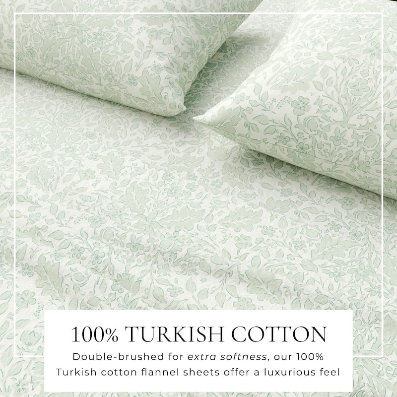 Linery & Co. Ultra-Soft Turkish Cotton Flannel Winter Floral Print Sheet Set