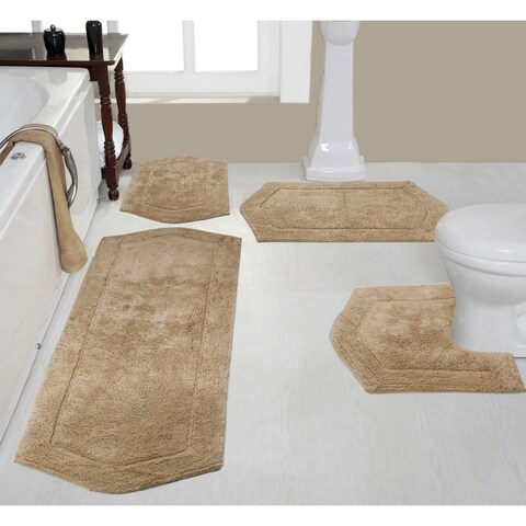 Home Weavers Waterford Collection Absorbent Cotton 4 Piece Set Machine Washable and Dry Bath Rug