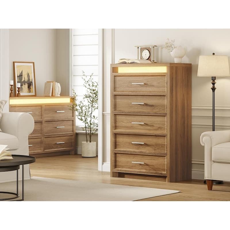 Dresser for Bedroom with Drawers Mid-Century Modern Dresser 3 Color Lights