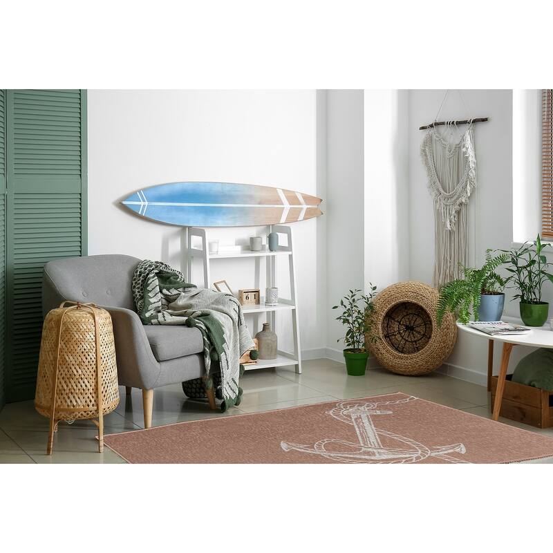 Anchored Nautical Chenille Rug