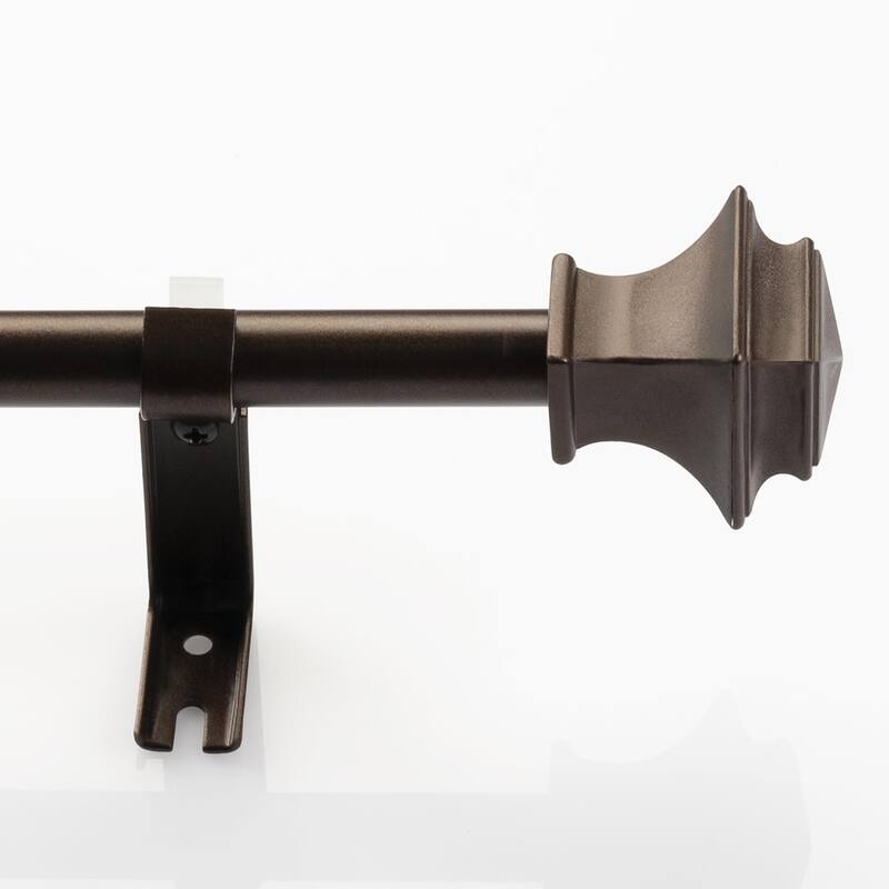 Deco Window 2 Pack Single Curtain Rod with Square Finials & Brackets Set - 44" to 84", 5/8 Inch Diameter, Brown Oil Rubbed