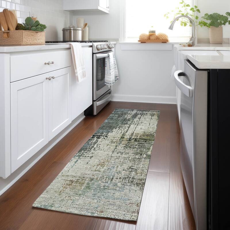 Machine Washable Indoor/ Outdoor Chantille Abstract Ombre Rug