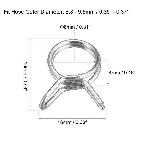 Double Wire Spring Hose Clamp, 20pcs 304 Stainless Steel 8mm Spring
