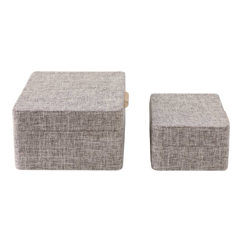 Fabric Organizer Box with Lid Modern (Set of 2) - 9" Brown - 9" x 7" x 4"