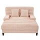preview thumbnail 6 of 57, 57-In Chenille Upholstered Chaise Lounge with Adjustable Backrest & LED Light Strip
