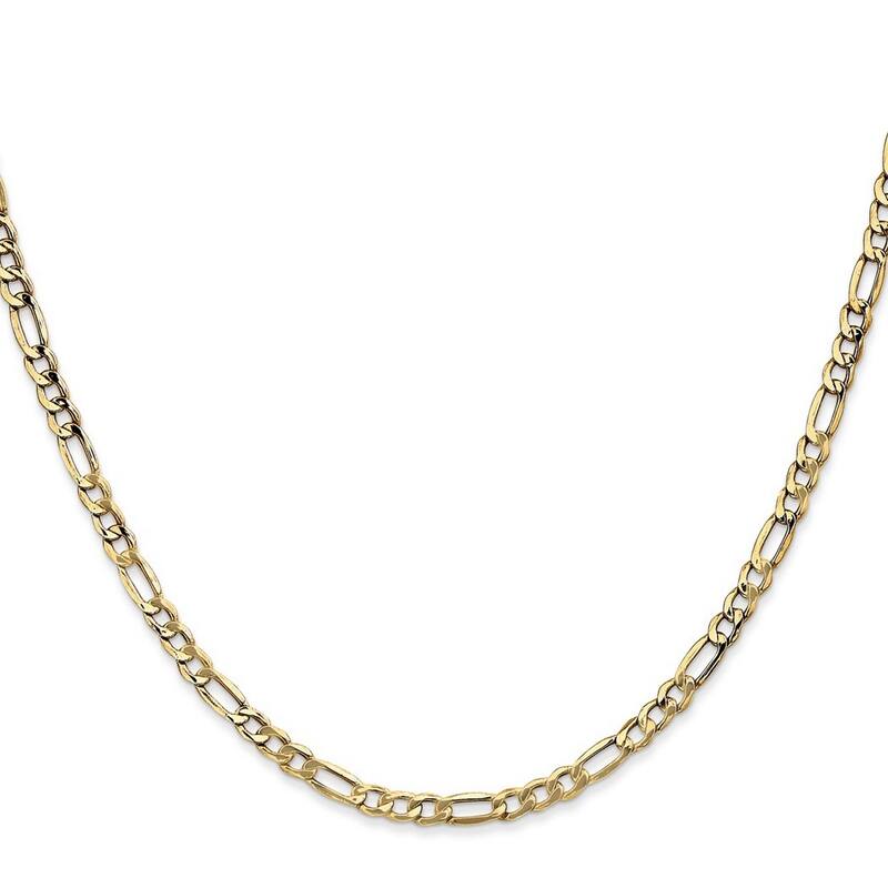 Curata 10k Yellow Gold 3.5mm Semi-solid Figaro Chain Necklace (Lobster) Options: 16 18 20 22