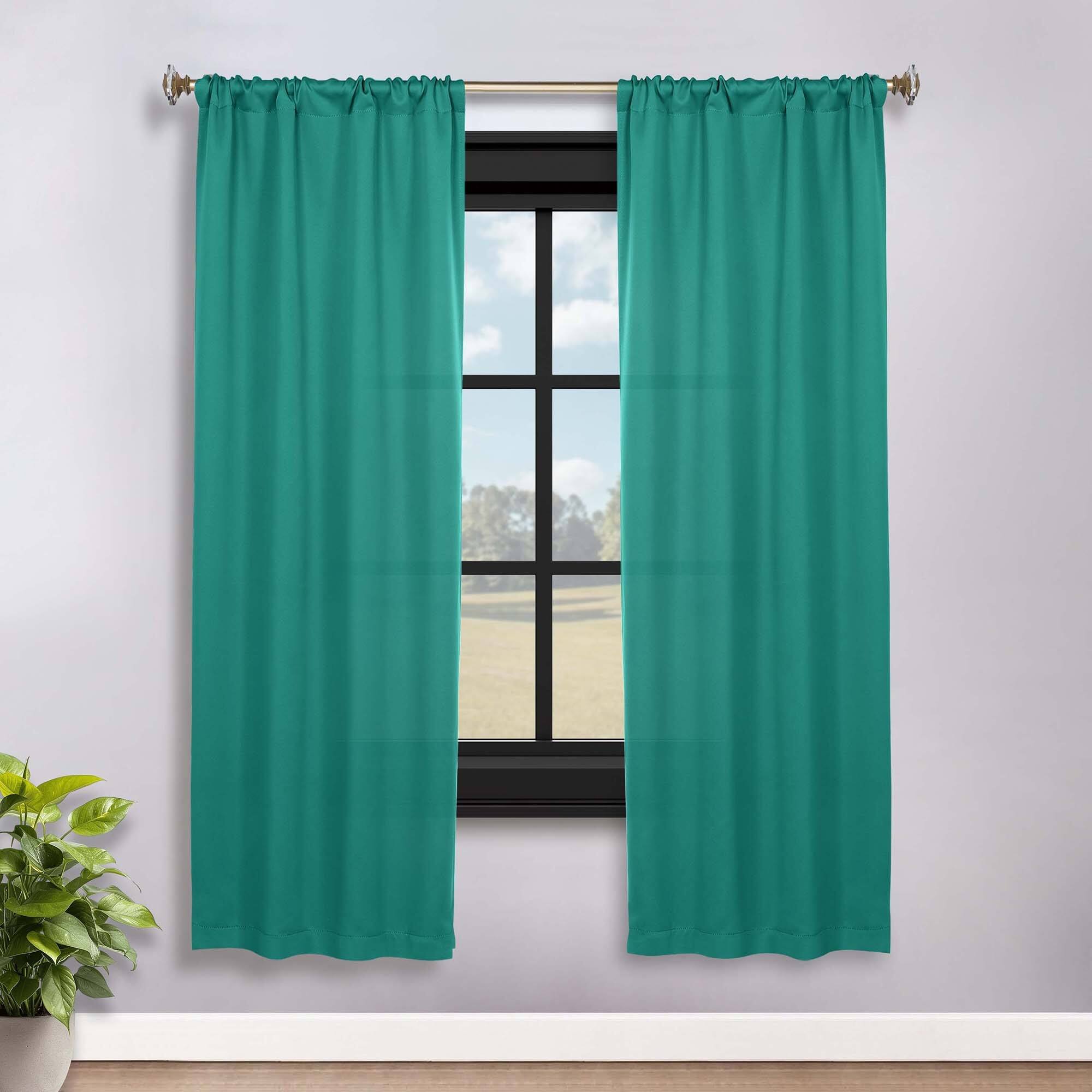 Superior Solid Machine Washable Room Darkening Semi-Blackout Curtains, Set of 2