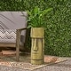 preview thumbnail 1 of 7, Glacier Outdoor Easter Island Tiki Urn by Christopher Knight Home Antique Green Finish