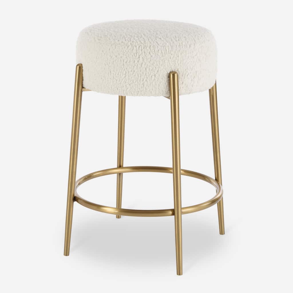Uttermost Arles Brass Counter Stool - 20.25"D x 20.25"W x 26"H