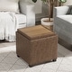 preview thumbnail 76 of 93, Adeco Storage Ottoman With Tray Brown-with-Wooden-Tray